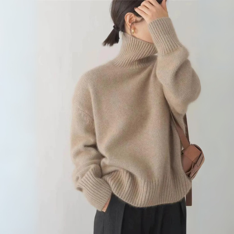 Beline | Pull Femme Oversize à Col Roulé, Tricot Classique Chaud et Confortable