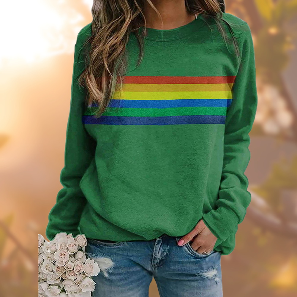 Caroline | Sweatshirt Femme Col Rond avec Imprimé Arc-en-Ciel