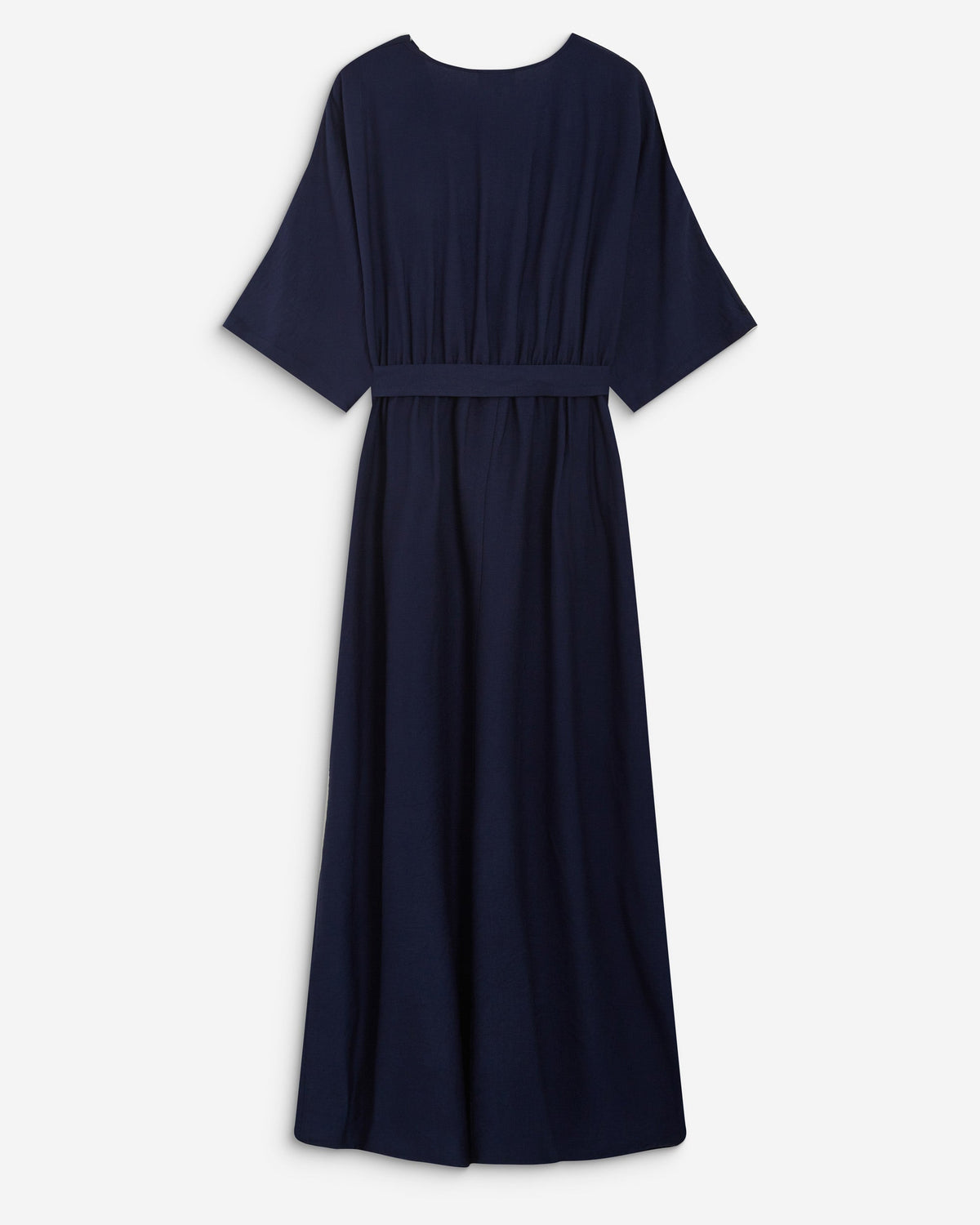 Robe longue évasée col V croisé marine Amelia
