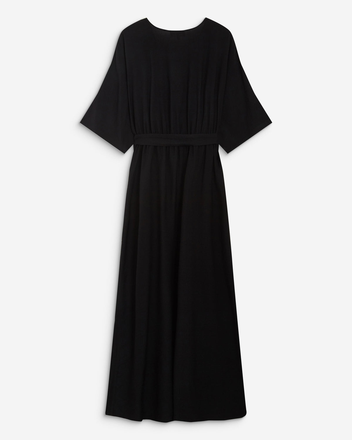 Robe longue évasée col V croisé noir Amelia