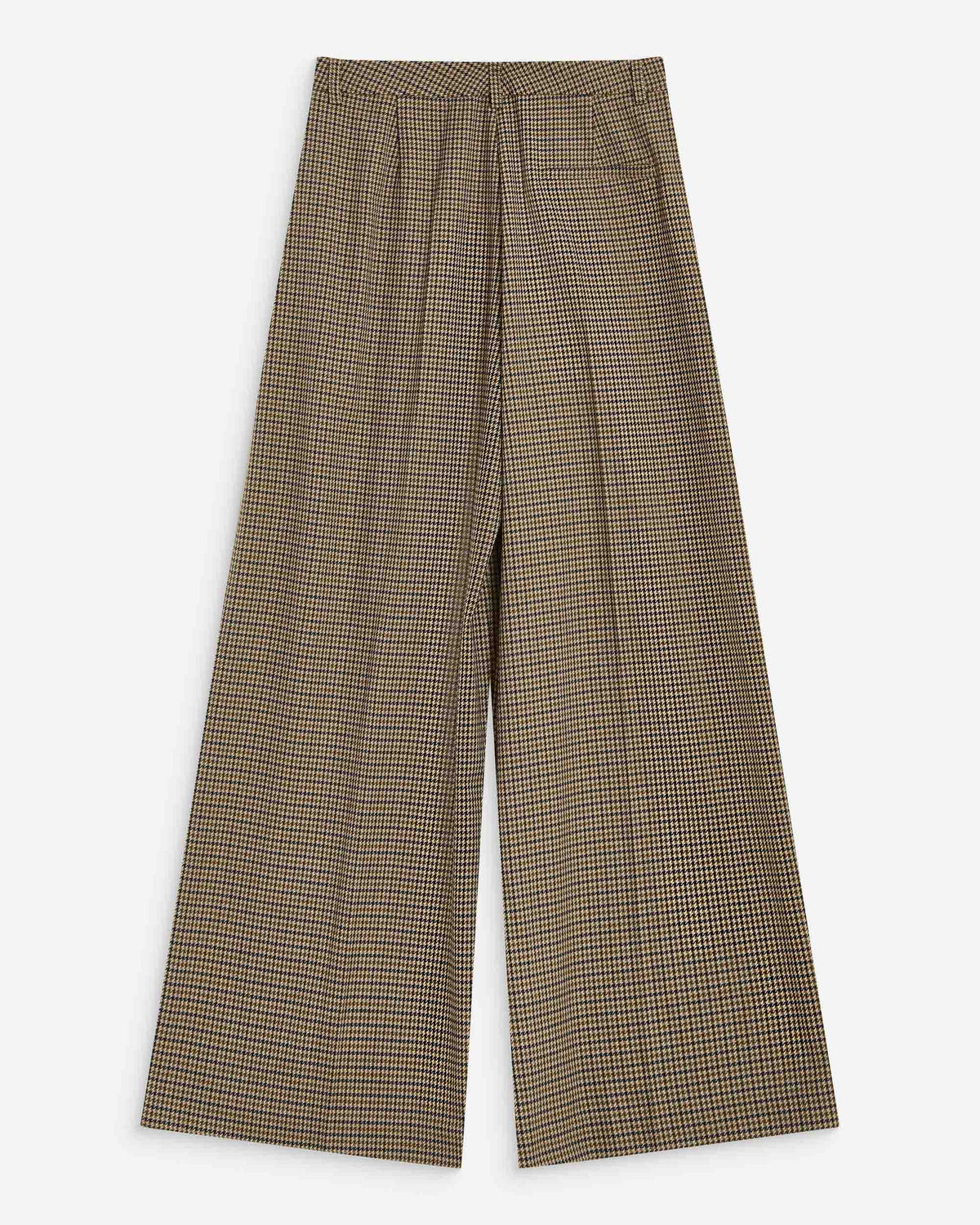 Pantalon tailleur ample pied-de-poule beige Ayen