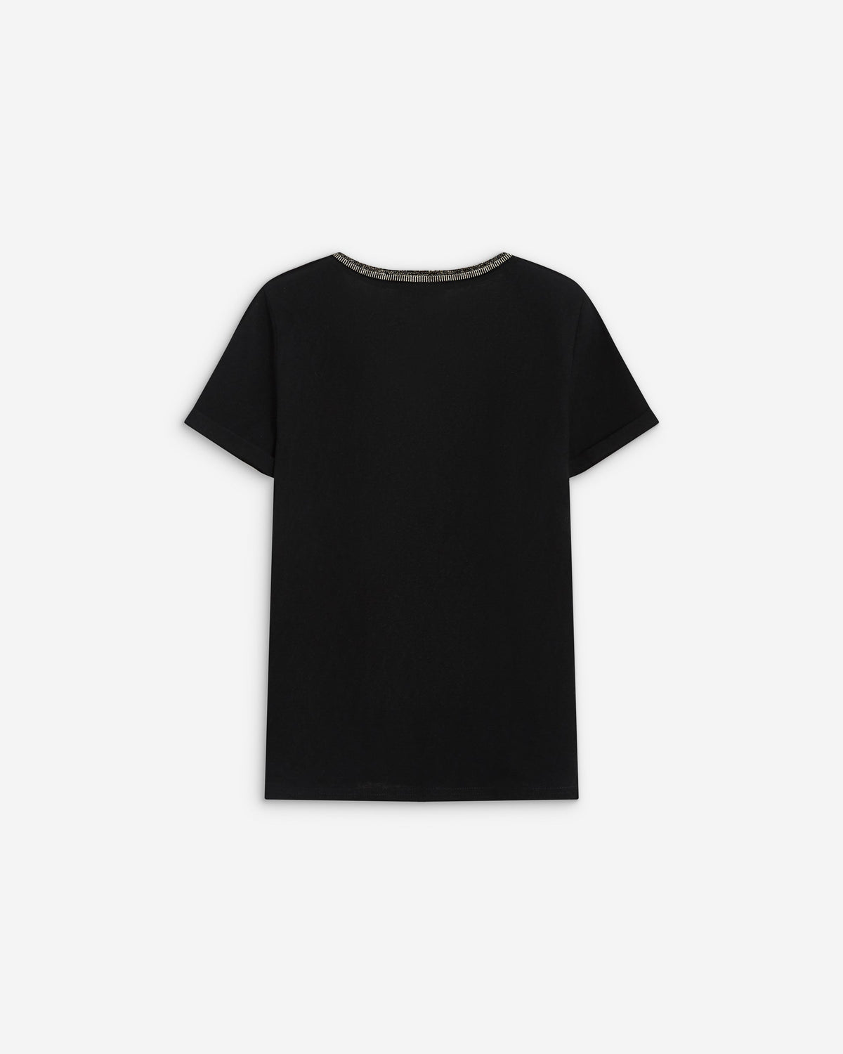 T-shirt manches courtes col V contrasté noir Aurelien