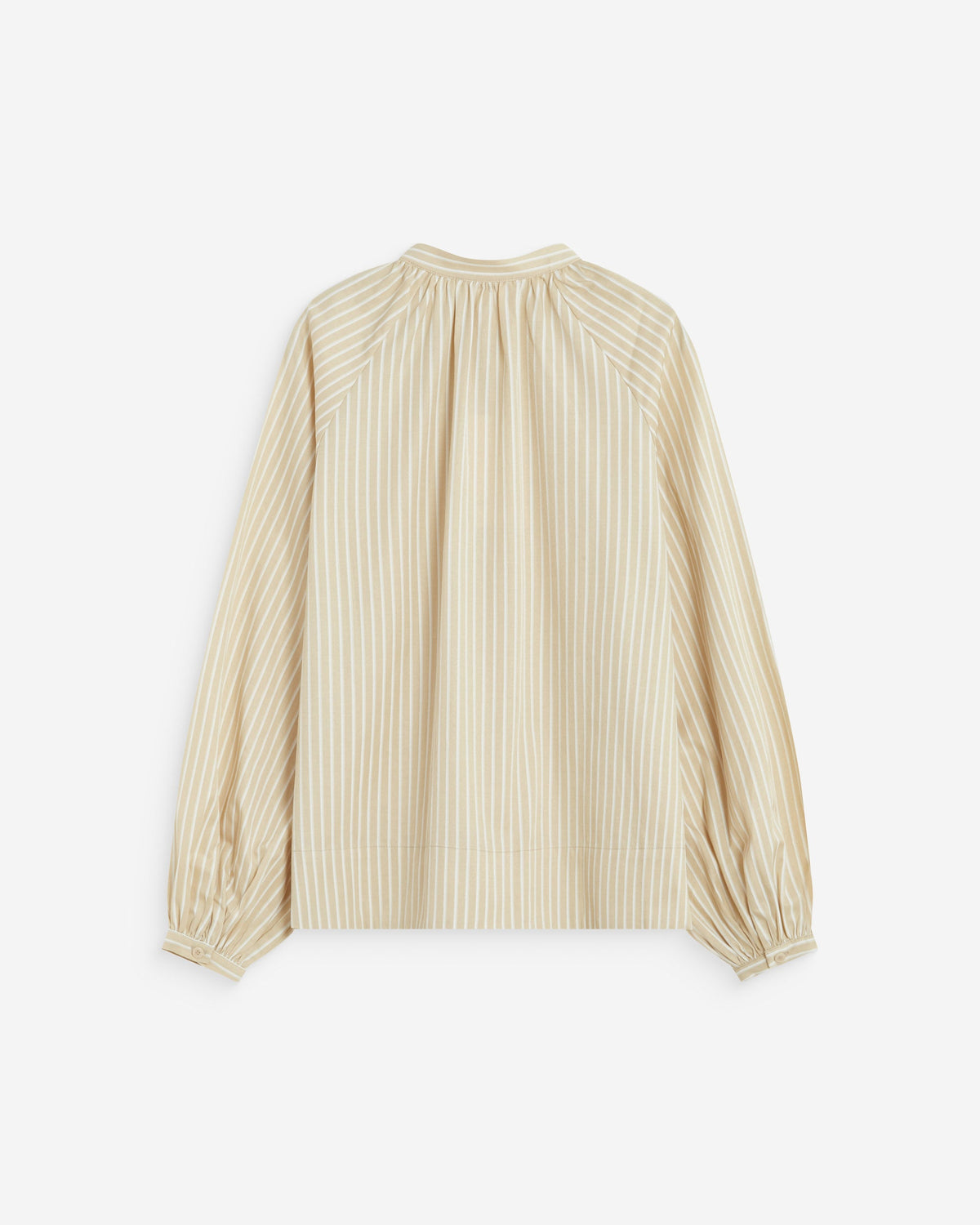 Blouse à rayures col mao à nouer beige Albane
