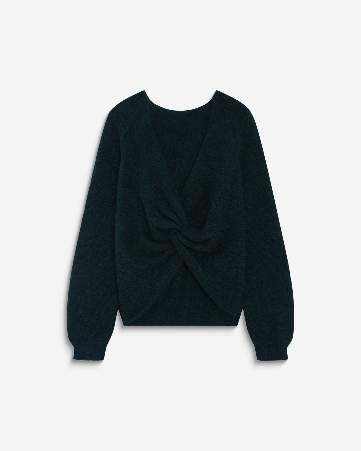 Pull ample en maille dos nu croisé emeraude Anthemis