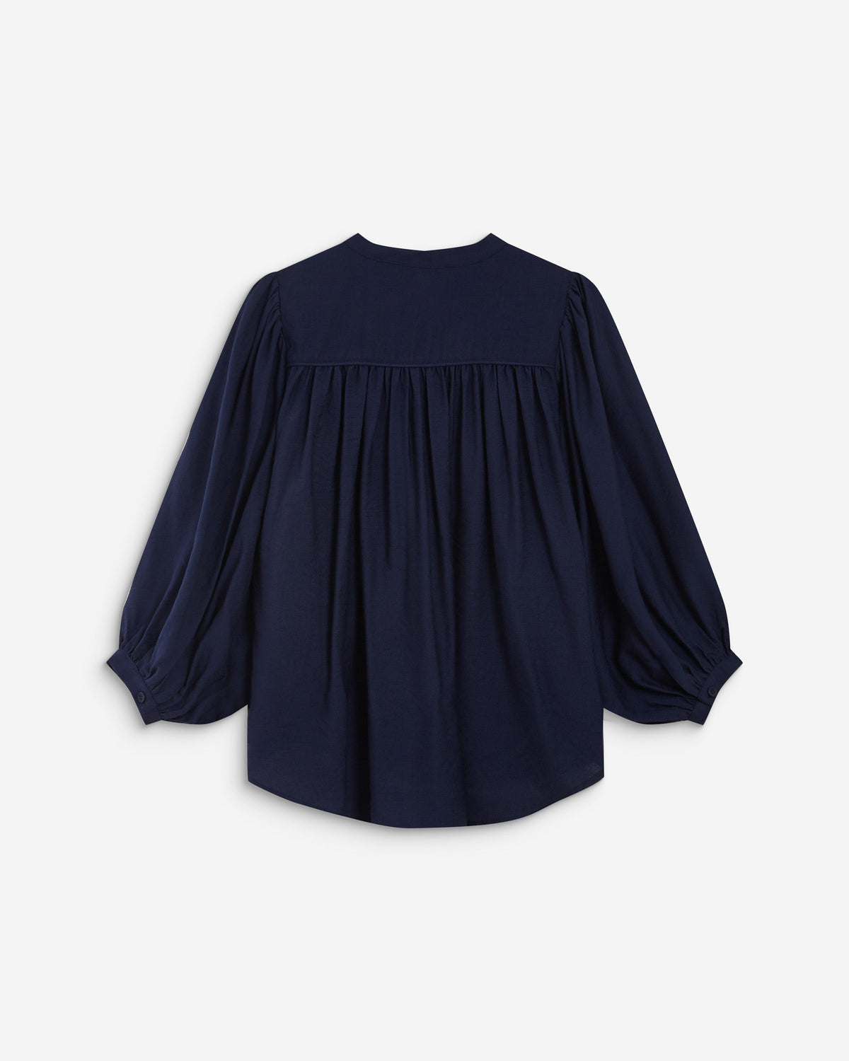 Blouse ample manches bouffantes 3/4 col V marine Auriane