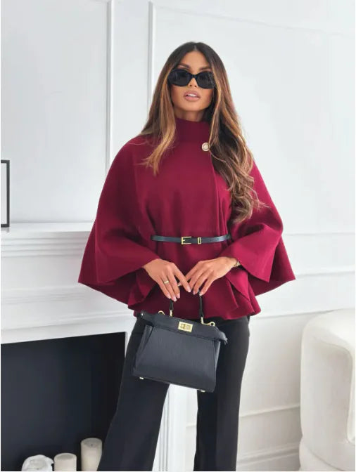 Cassius | Blouse en Cape Turtleneck avec Ceinture pour Femme, Élégance et Confort