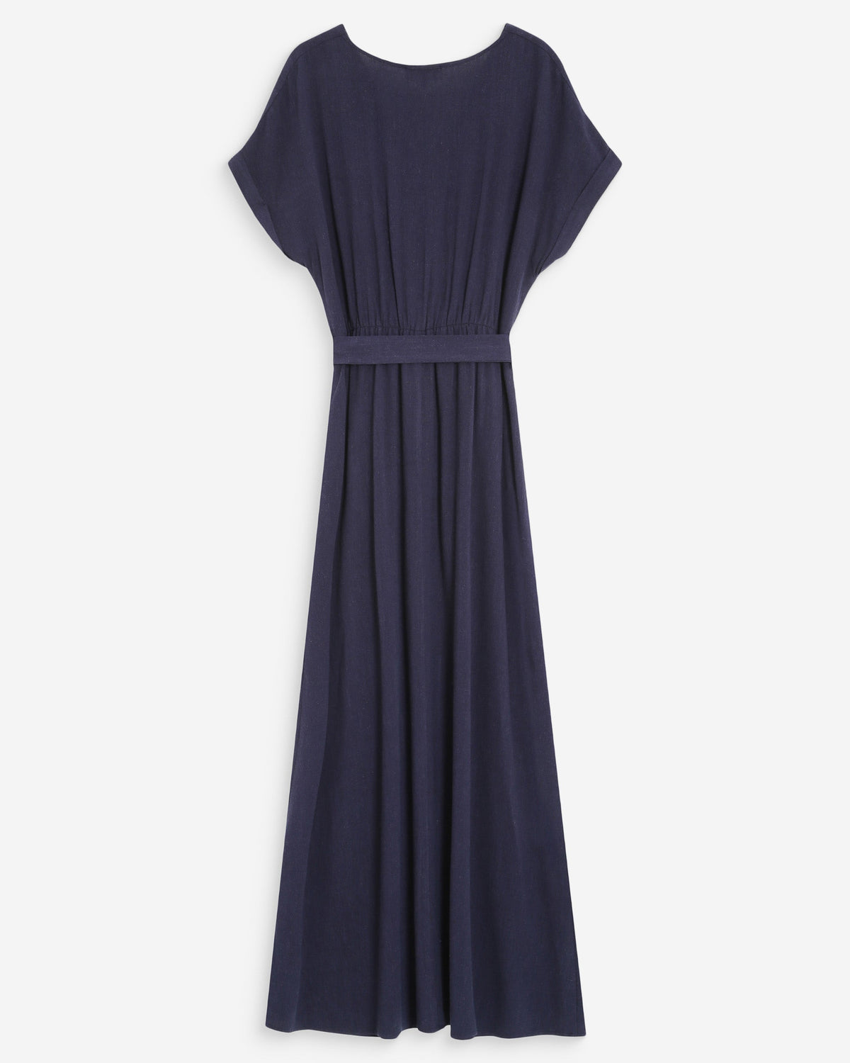 Robe longue portefeuille ceinturée marine Pollen