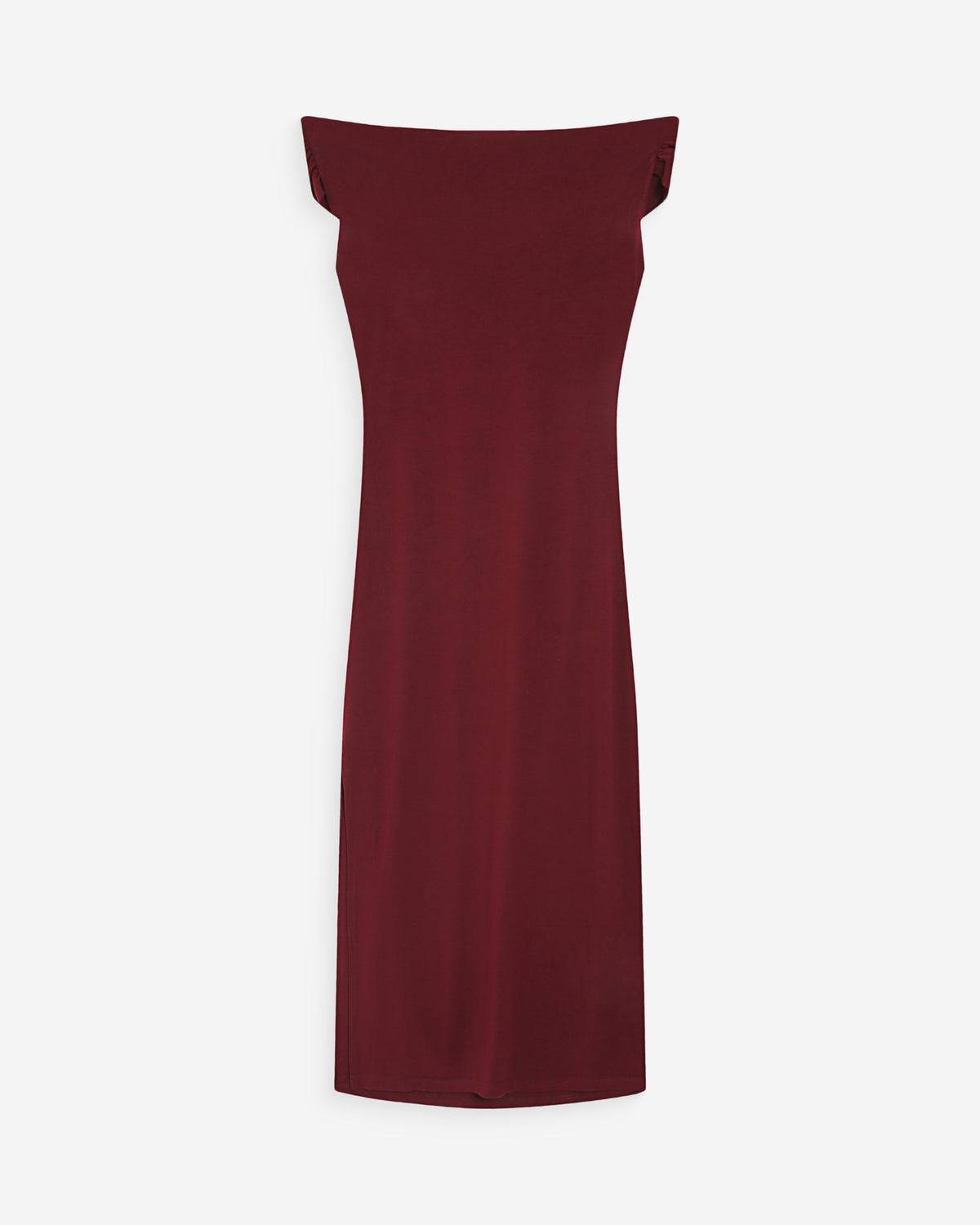Robe longue cintrée col asymétrique cherry Vanity