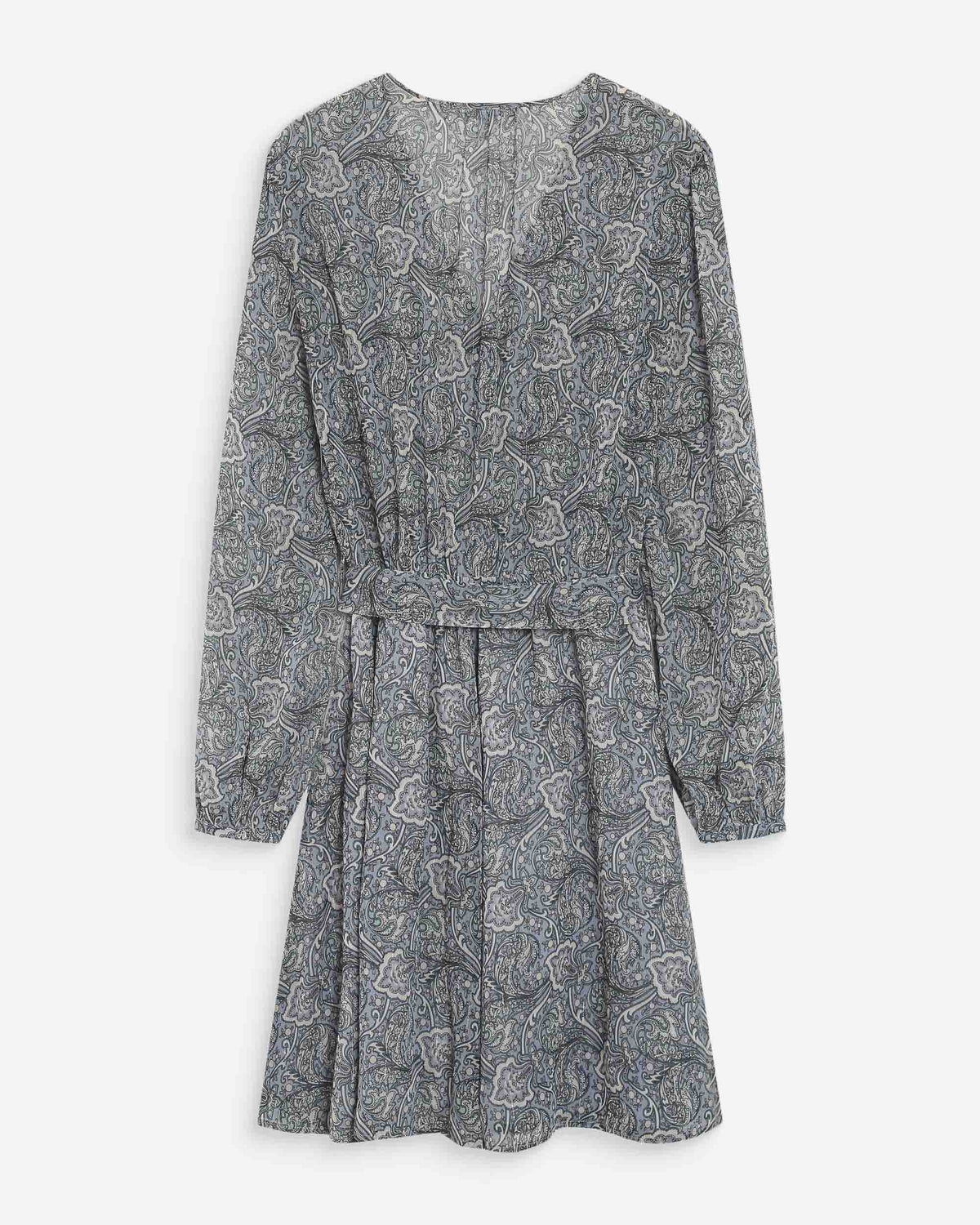 Robe courte évasée col V manches longues ciel Violette