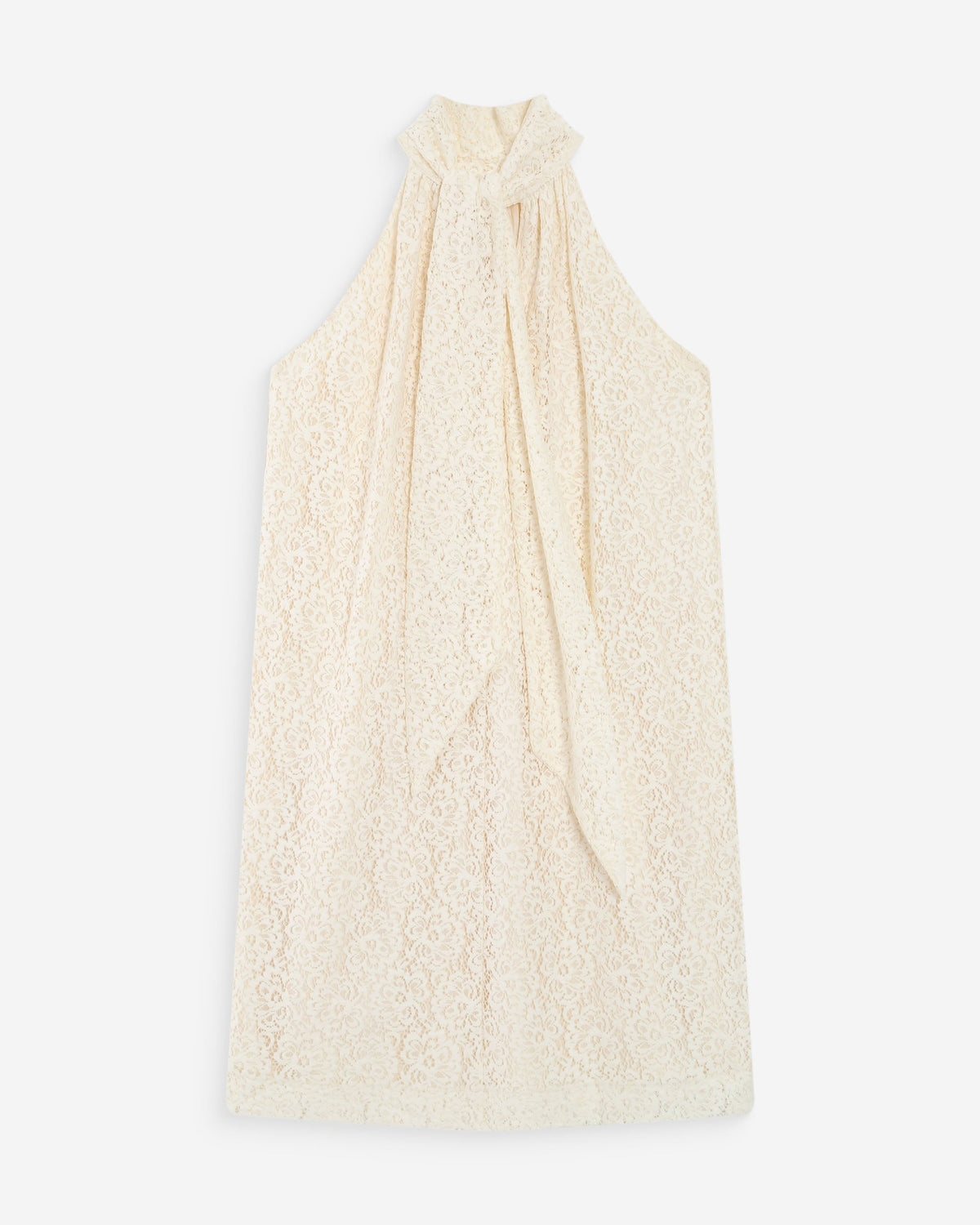 Robe courte sans manches en dentelle ecru Vasarely
