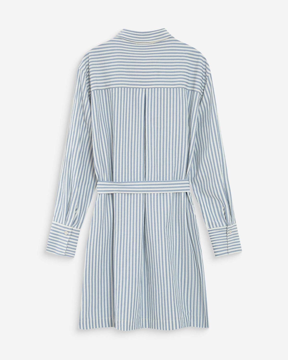 Robe chemise courte à rayures ceinturée bleuet Visery