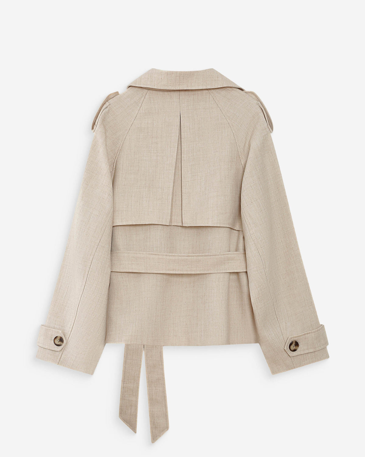 Trench-coat court ceinturé col à revers sable Vogue