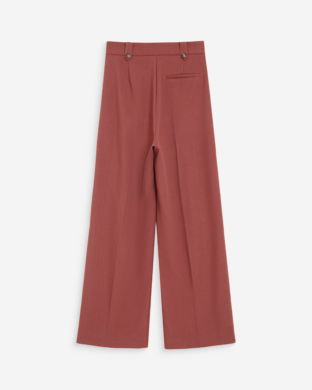 Pantalon tailleur droit taille mi-haute à plis terracotta Pierre