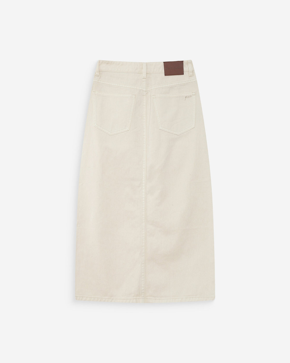 Jupe longue en denim taille haute fente devant ecru Varenne