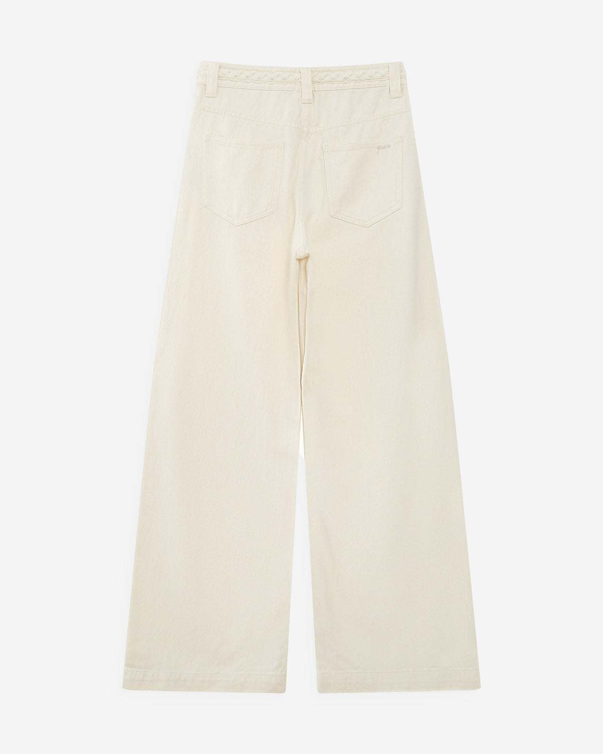 Jean large taille haute ceinture tressée ecru Jaden