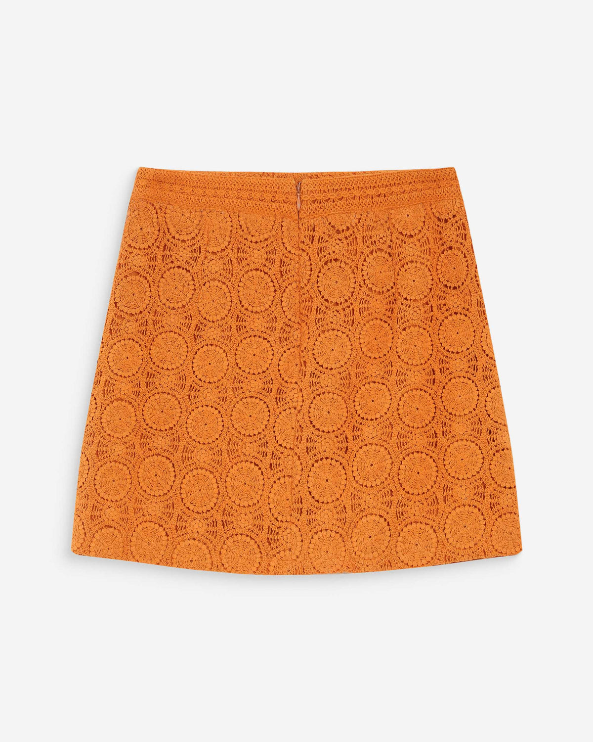 Jupe courte droite en crochet bohème or Victoria