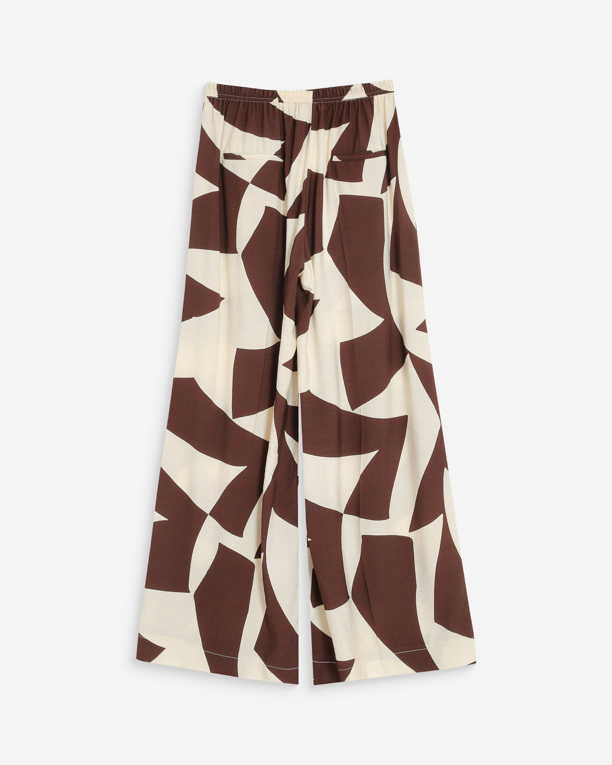 Pantalon large taille ajustable motif graphique chocolat Veni