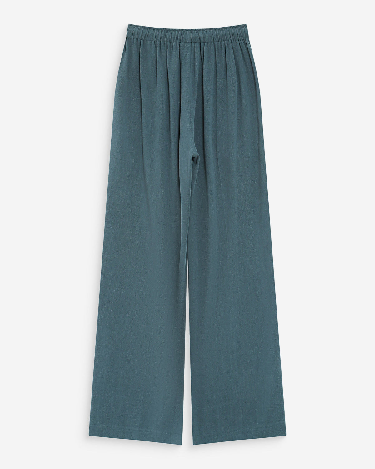 Pantalon large en lin taille haute emeraude Raven
