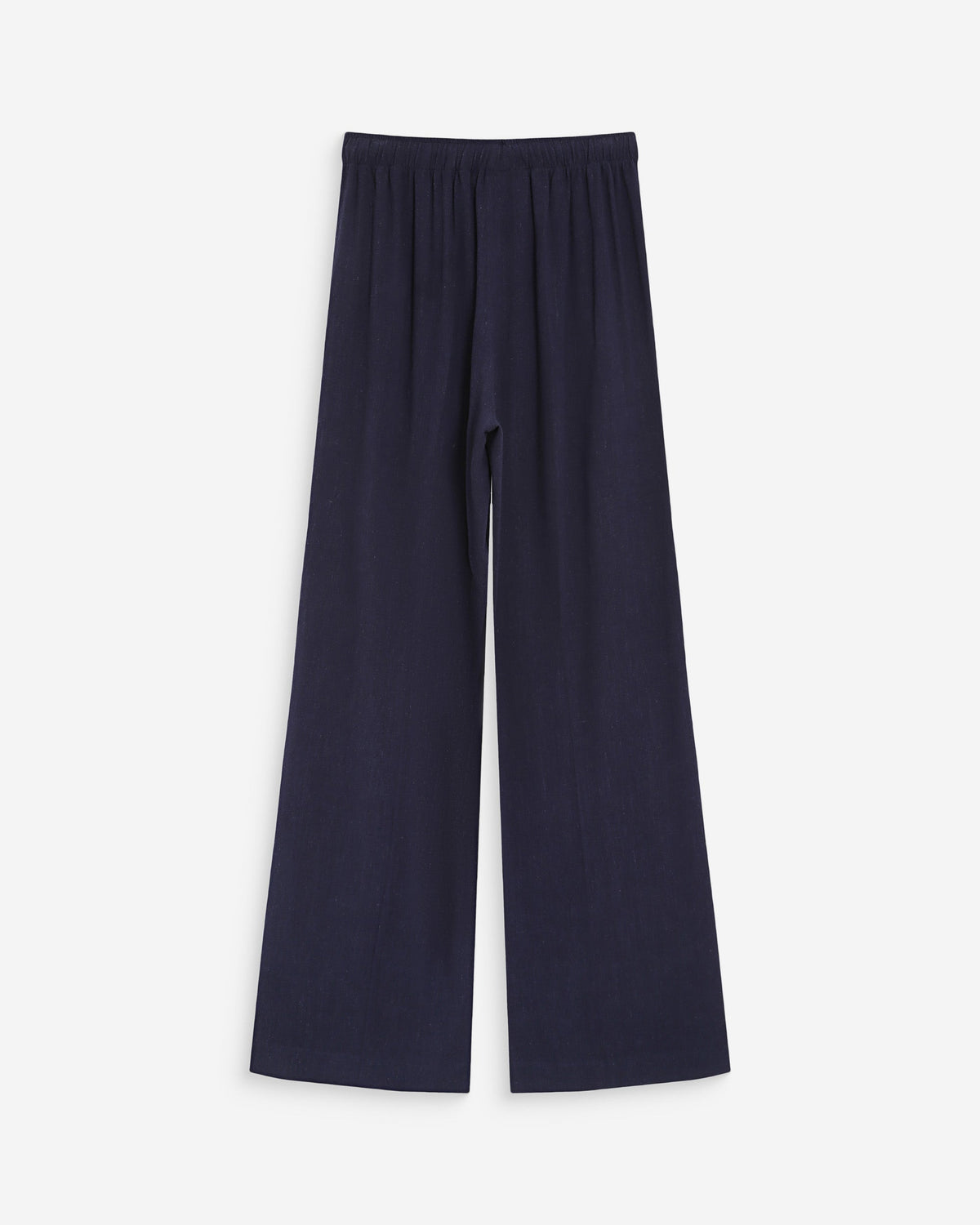 Pantalon large en lin taille haute marine Raven
