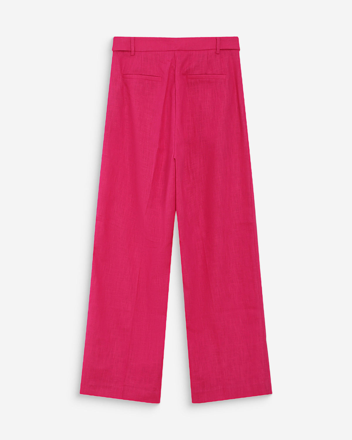 Pantalon tailleur à plis en lin et coton fuchsia Vanelis