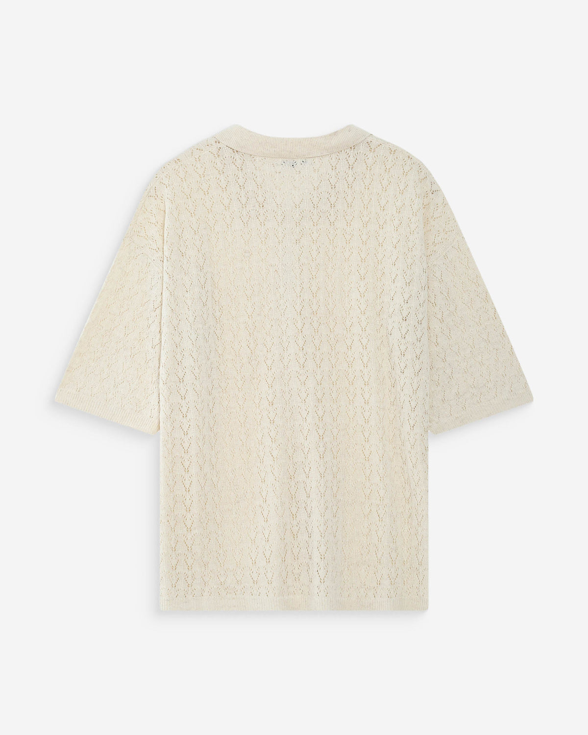 Cardigan en maille ajourée col chemise ecru Vadim