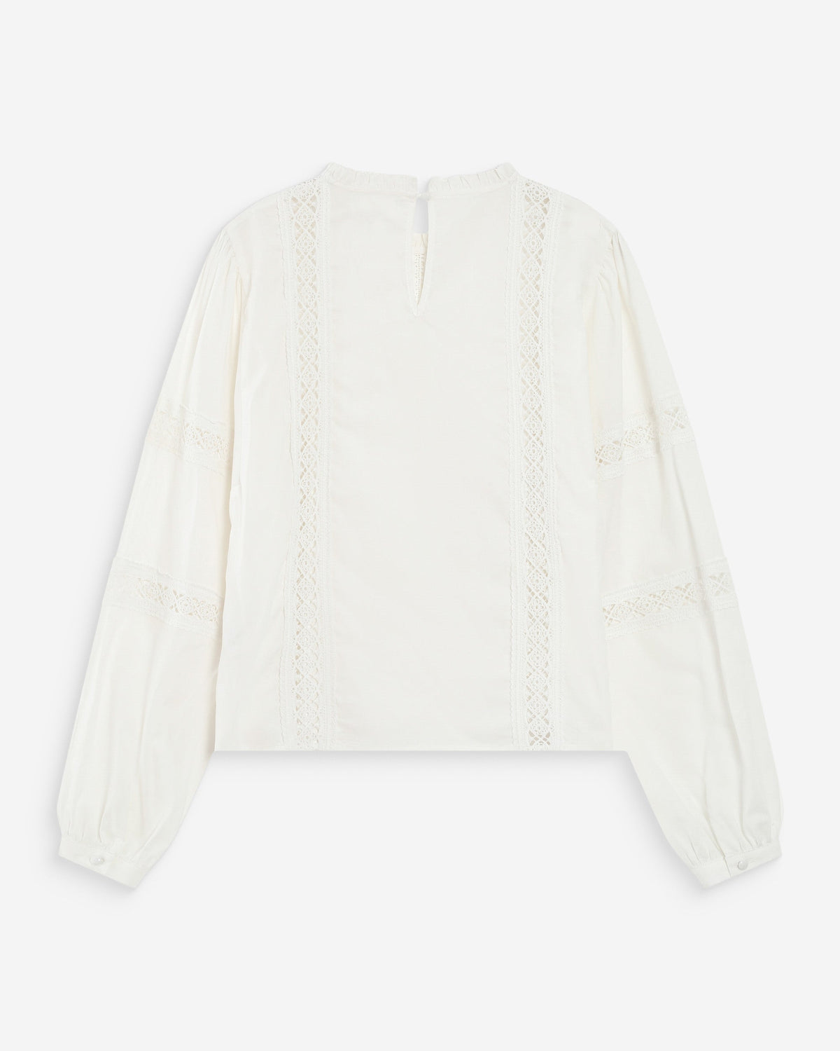 Blouse col à volants avec dentelle ivoire Velma