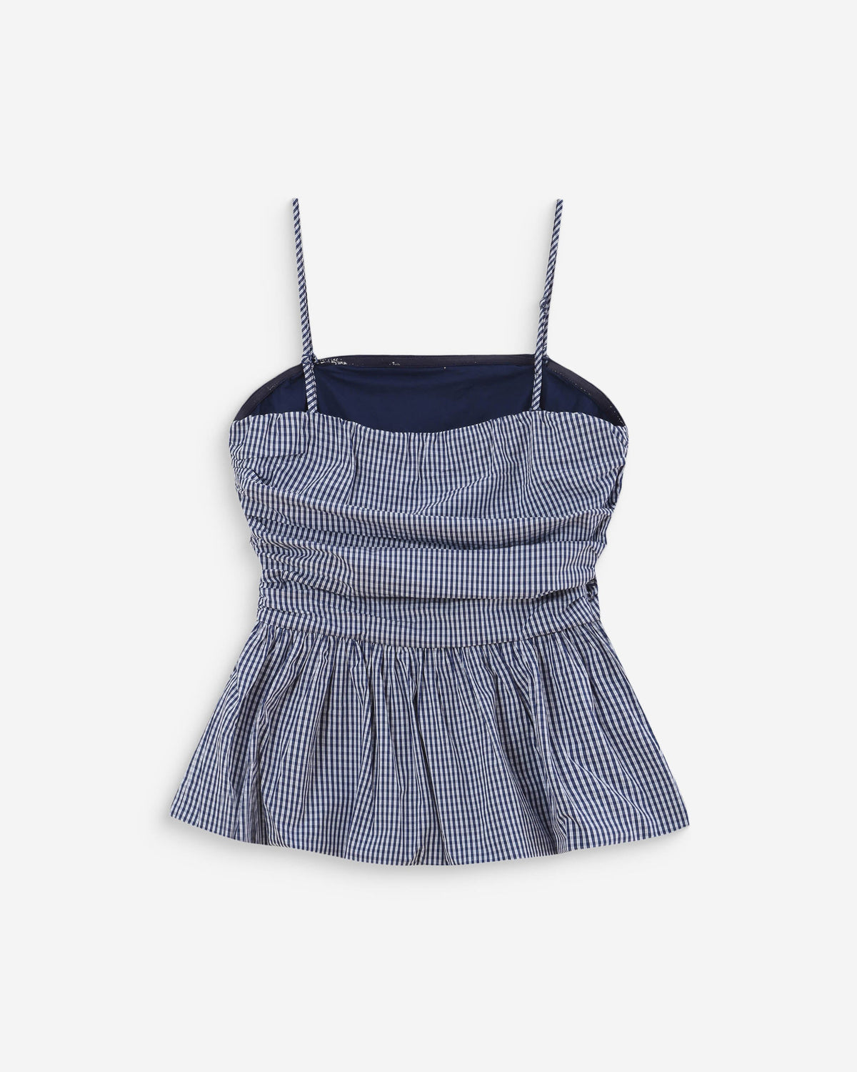 Top péplum bustier à encolure carrée marine Valo