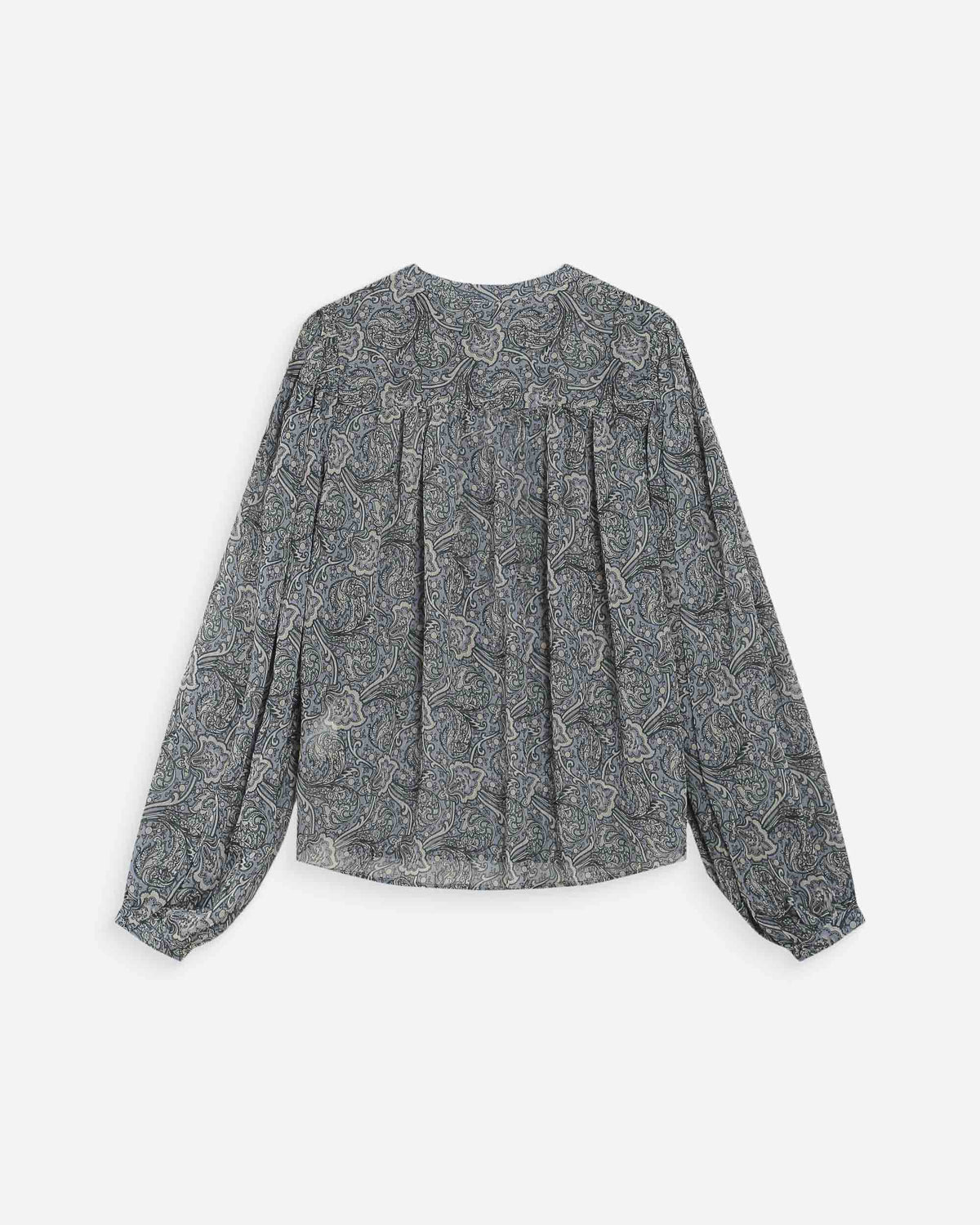 Blouse manches bouffantes imprimée bohème ciel Vertueuse