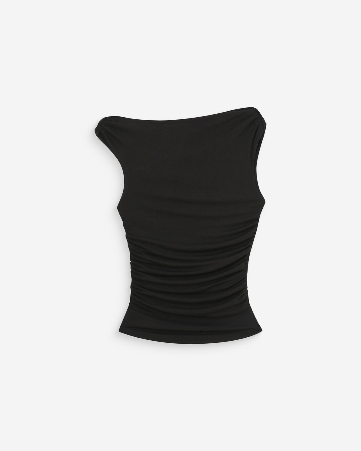 Top drapé asymétrique près du corps noir Vodia