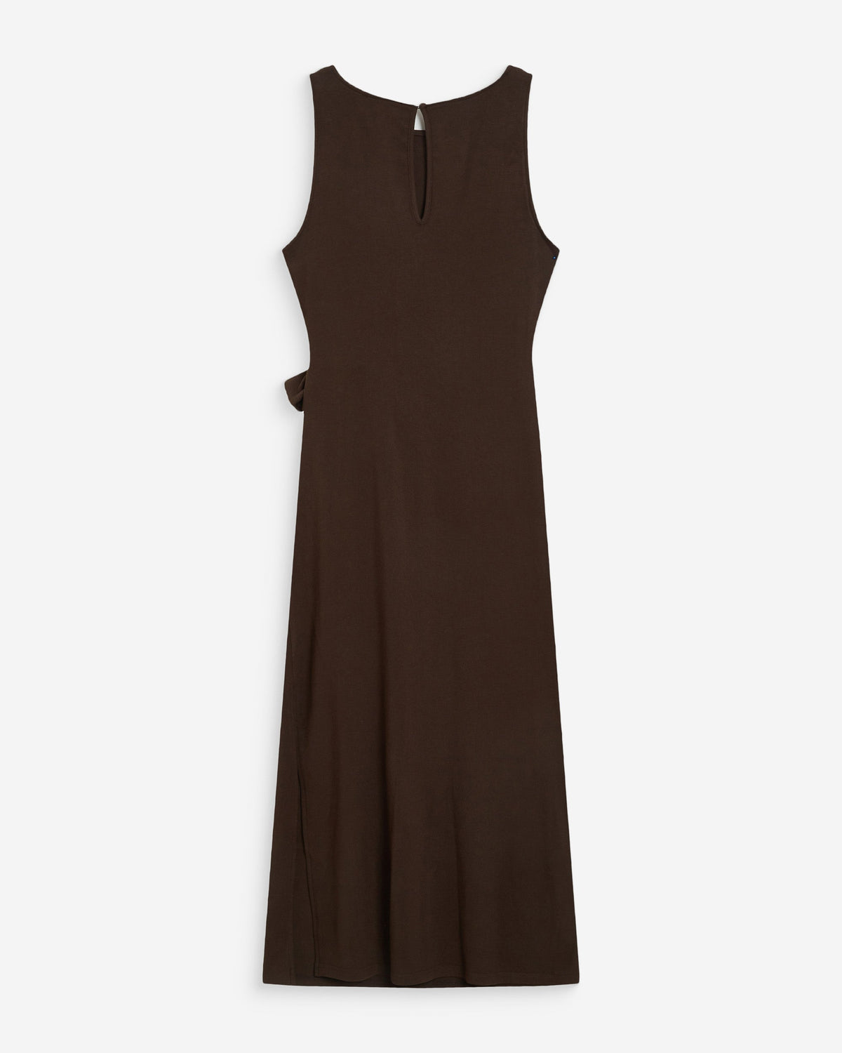 Robe longue drapée taille à nouer chocolat Wyla
