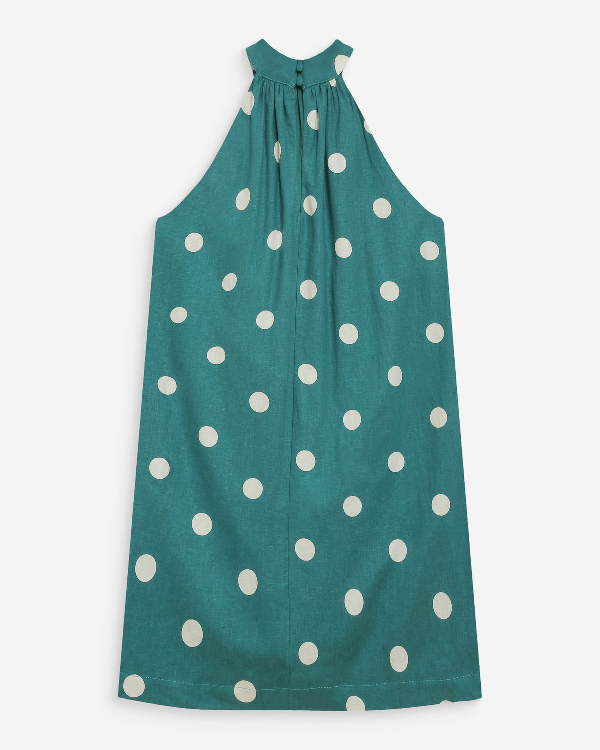 Robe courte à pois évasée sans manches emeraude Warna