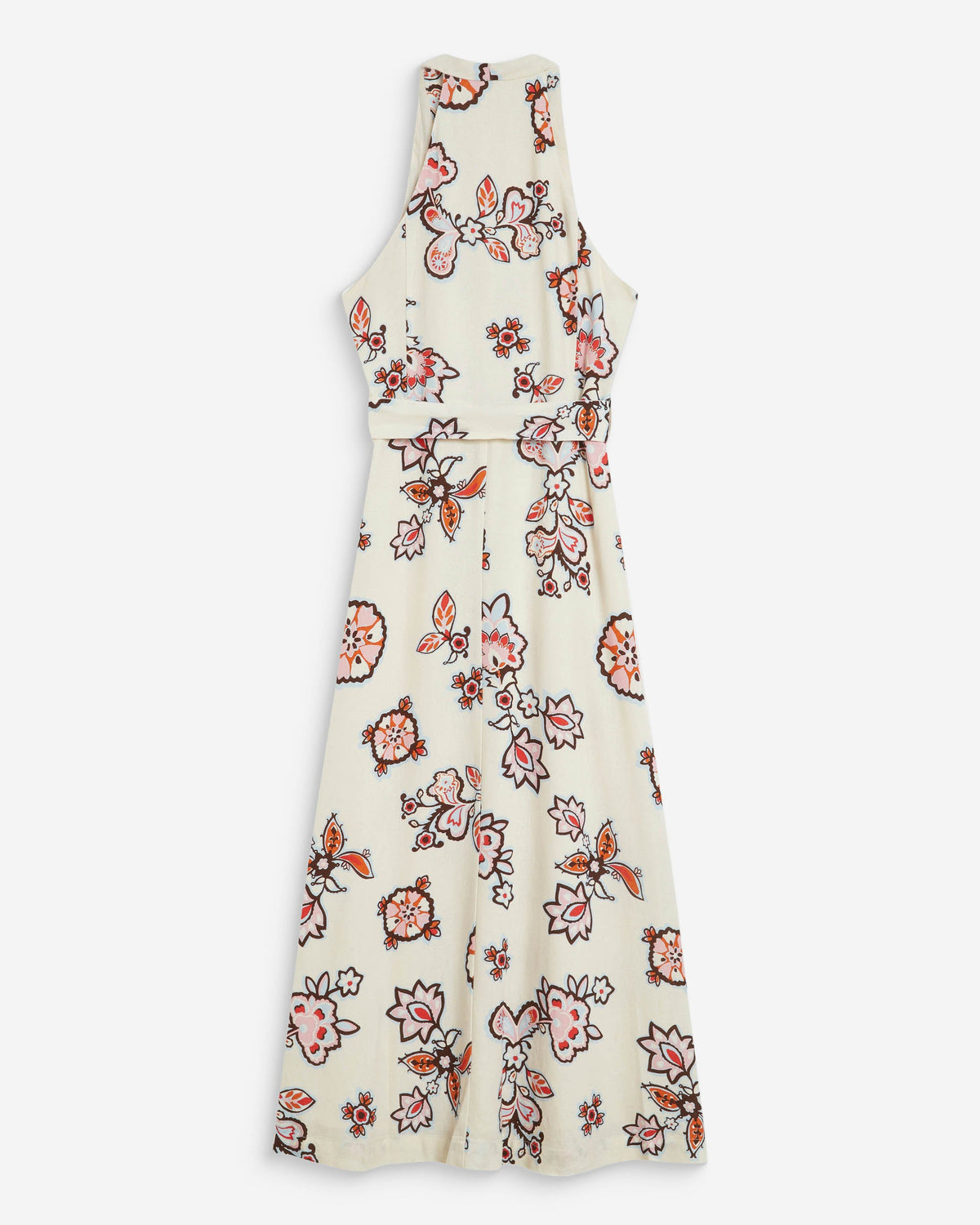 Robe midi ceinturée col V imprimé floral ecru Wink