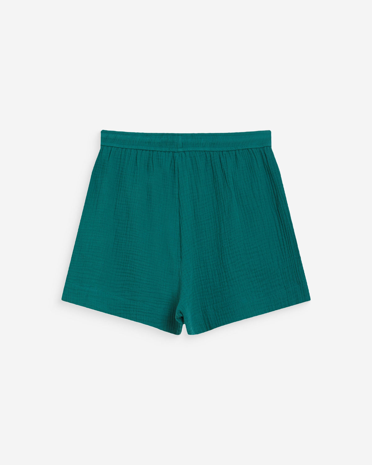 Short large taille haute en gaze de coton emeraude Wasabi