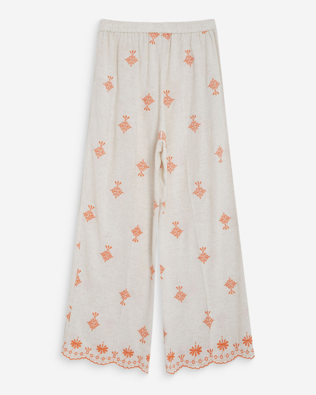 Pantalon droit brodé 7/8 orange Waren
