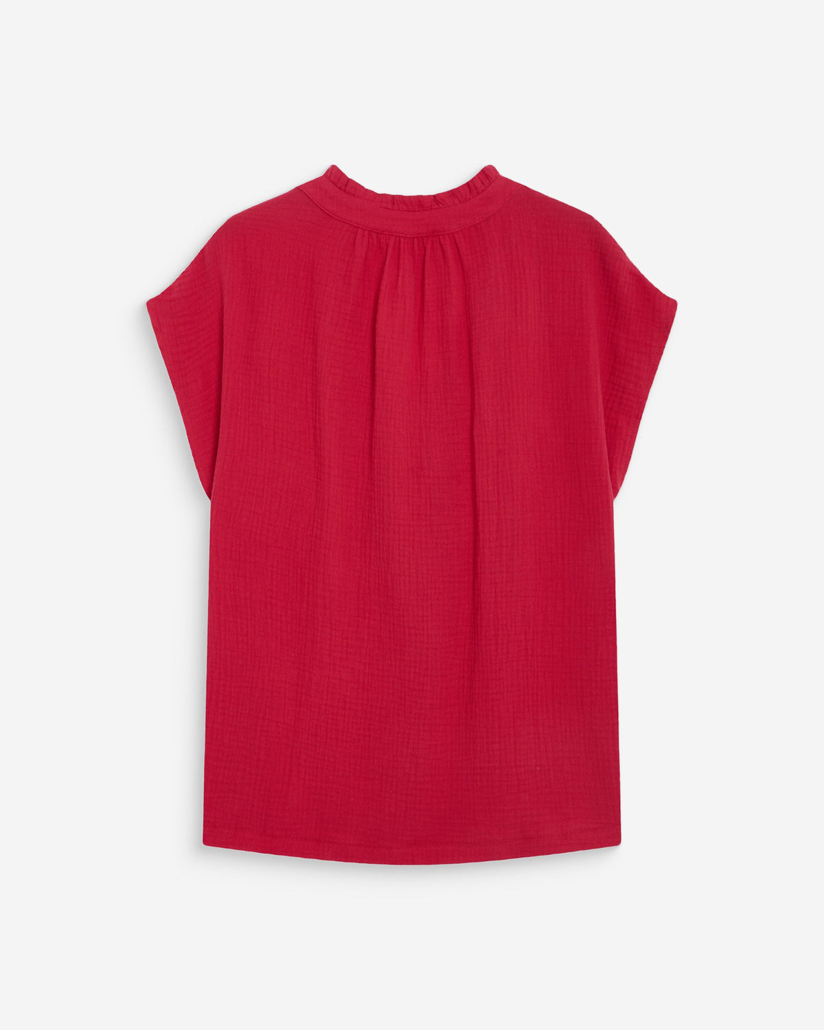 Chemise en gaze de coton manches courtes fuchsia Wesra