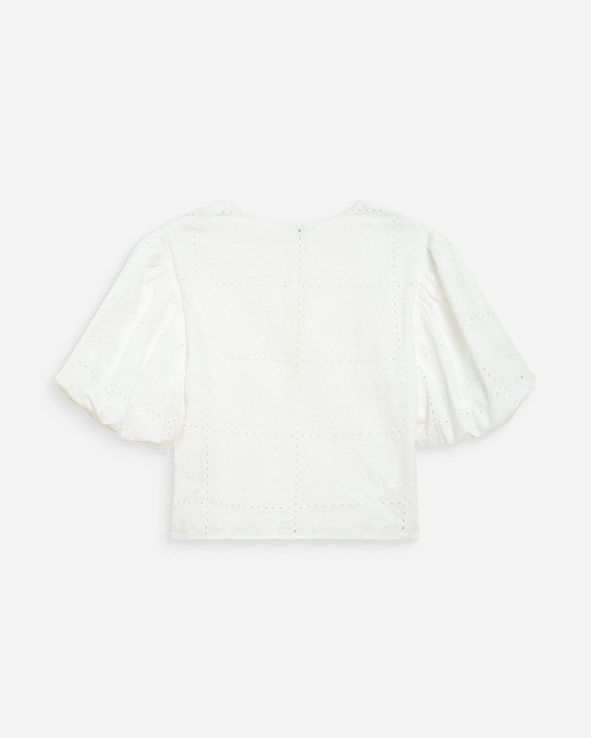 Blouse brodée à nouer manches ballon white Wylette