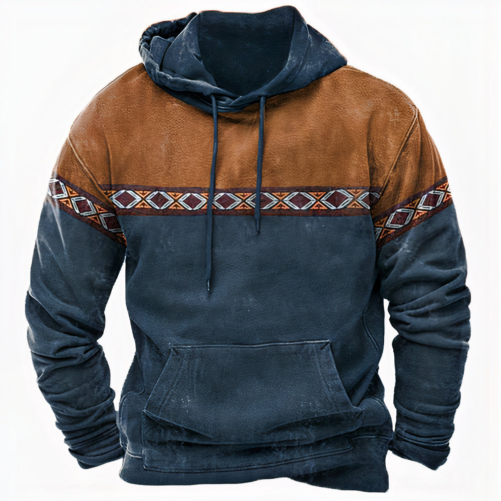 Adrian | Hoodie Homme Vintage avec Détails Motifs Ethniques