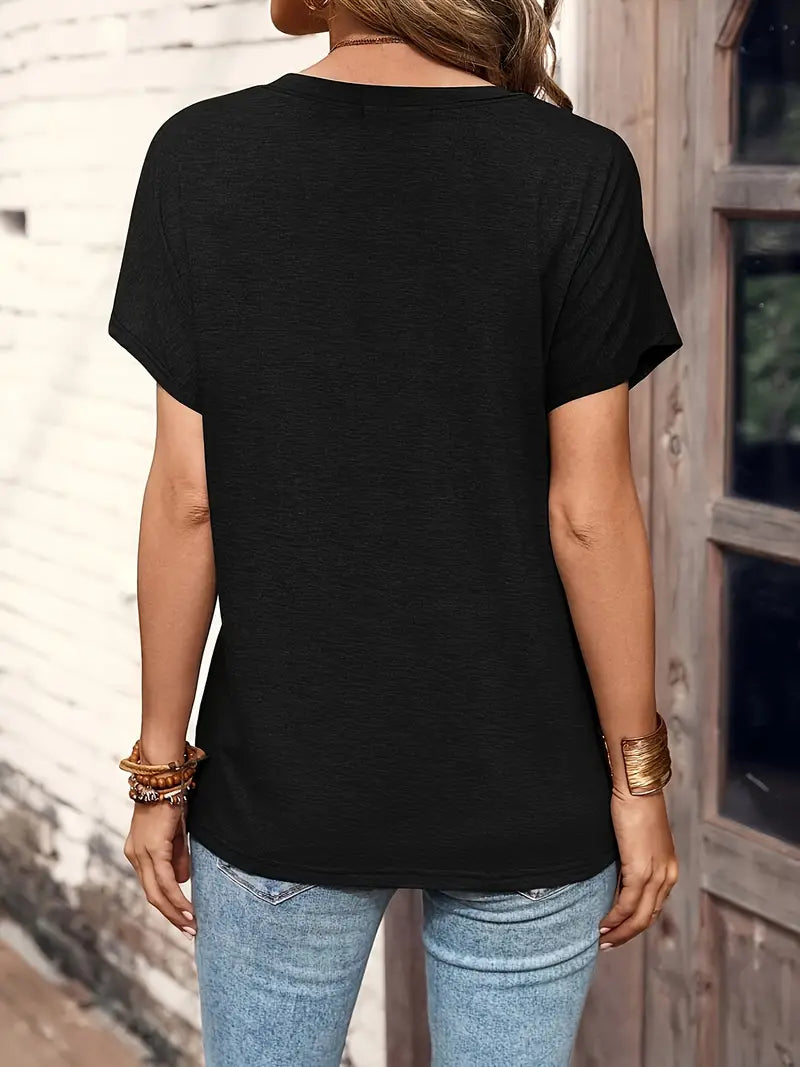 Asceline | Chemise Femme Col Rond Boutonnée Manches Courtes Casual