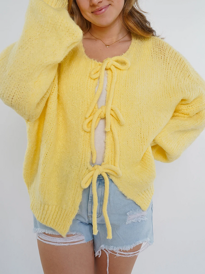 Thérèse | Cardigan Tricoté avec Nœud à l'Avant