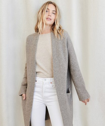 Arabella | Cardigan Longue Uni avec Poches Pratiques