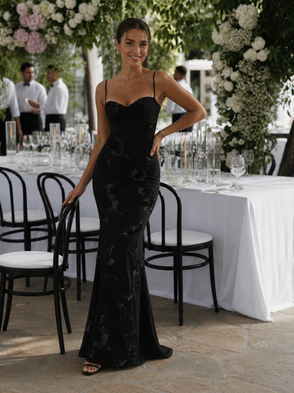 Danica | Robe Maxi à Bretelles Spaghetti et Corset