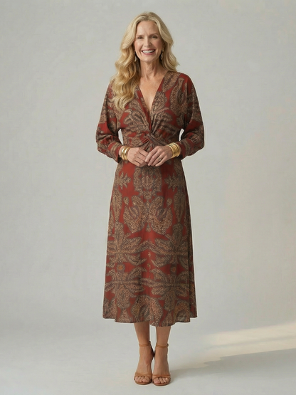 Lune | Robe Midi Enveloppante Naturelle