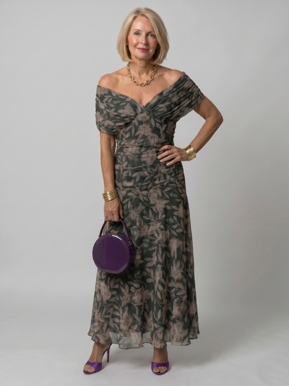 Calen | Robe Midi à Épaules Dégagées