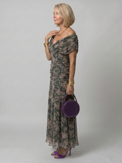 Calen | Robe Midi à Épaules Dégagées