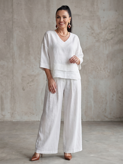 Rivière | Ensemble Top Superposé Pantalon Large