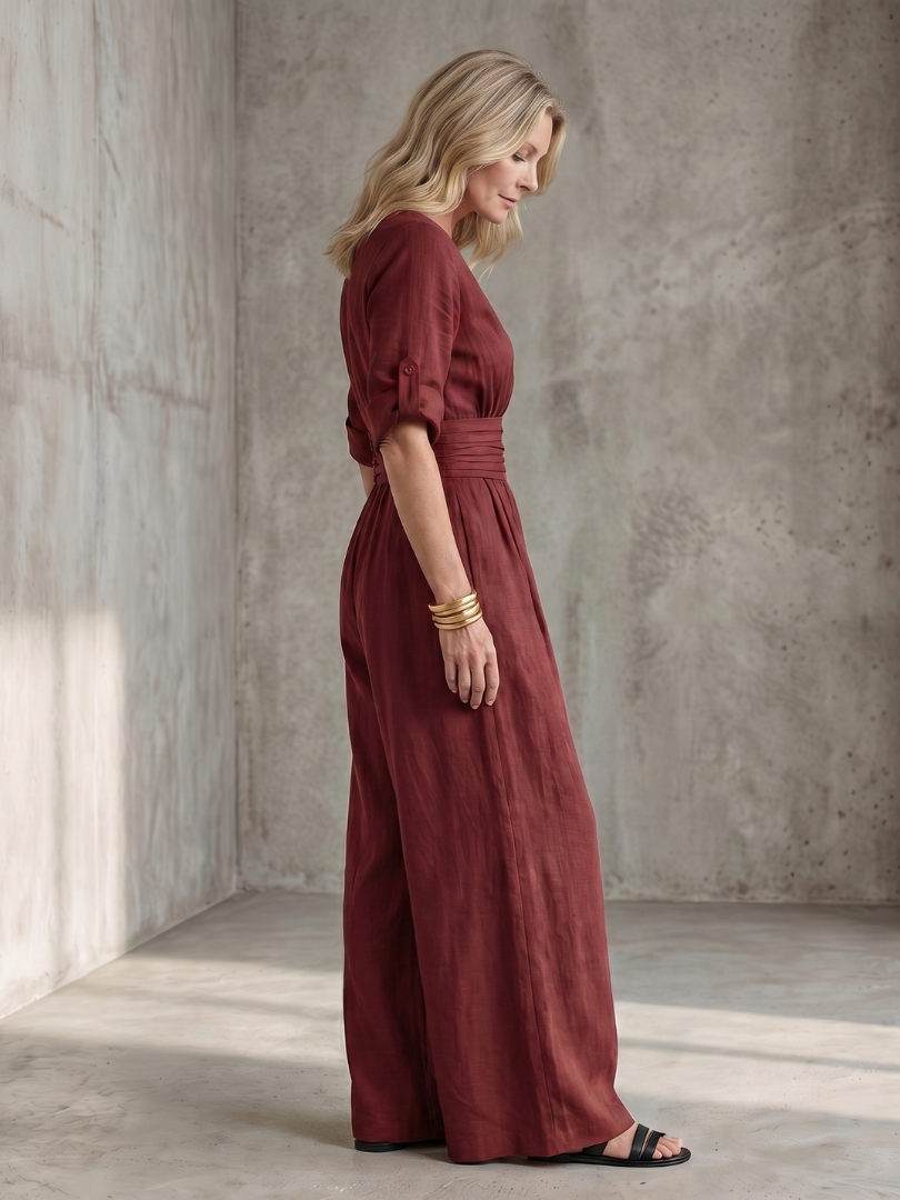 Wanda | Combinaison à jambes larges avec décolleté croisé