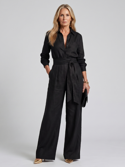 Jovie | Combinaison à manches longues avec boutons et jambes larges