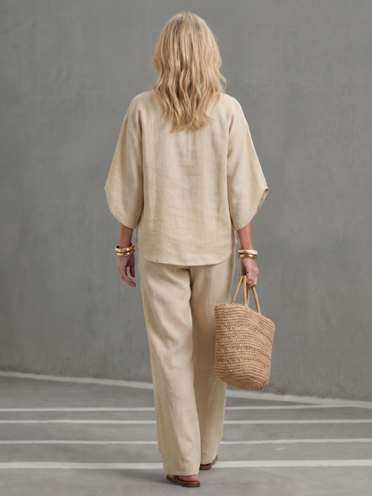 Amity | Ensemble tunique à boutons et pantalon décontracté