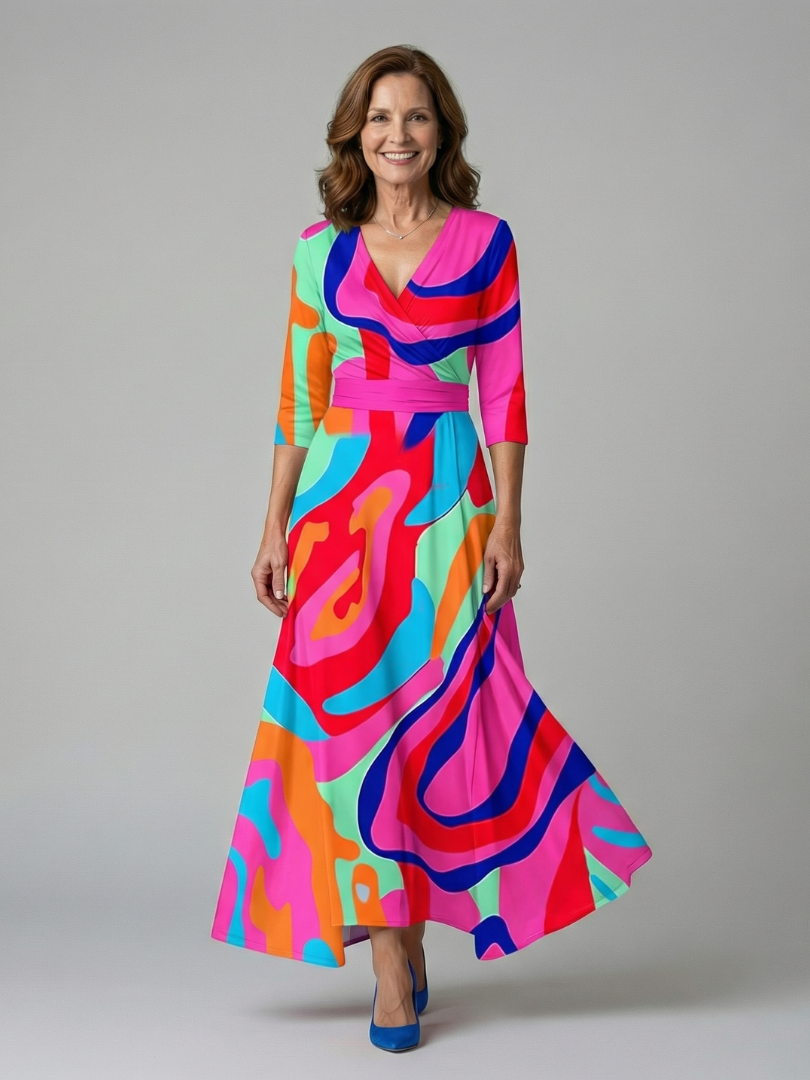 Celine | Robe Midi Croisée à Col Wrap