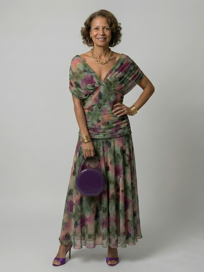 Calen | Robe Midi Décontractée à Épaule Dégagée